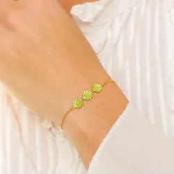 päivänkakkara vaaleanvihreä rannekoru kullattua hopeaa - Maggie