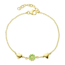 sydän päivänkakkara vaaleanvihreä rannekoru kullattua hopeaa - Maggie