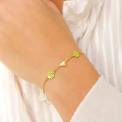 sydän päivänkakkara vaaleanvihreä rannekoru kullattua hopeaa - Maggie