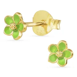 4,5 mm päivänkakkara vaaleanvihreä nappikorvakorut  kullattu hopea - Majse