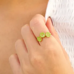 päivänkakkara vaaleanvihreä sormus kullattua hopeaa - Maggie