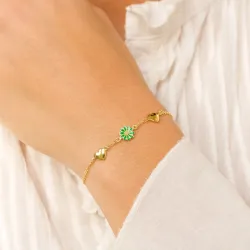 sydän päivänkakkara rannekoru kullattua hopeaa - Maggie