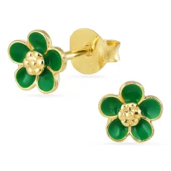 6 mm päivänkakkara tummanvihreitä korvarenkaat  kullattu hopea - Majse