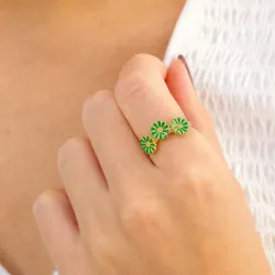 päivänkakkara tummanvihreä sormus kullattua hopeaa - Matilda