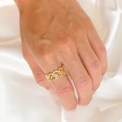 lehti sormus kullattua hopeaa