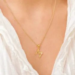 m-kirjain riipus  kullattua hopeaa