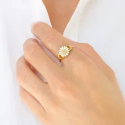 10 mm päivänkakkara sormus kullattua hopeaa - Marie