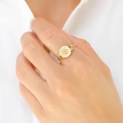 11 mm päivänkakkara sormus kullattua hopeaa - Marie
