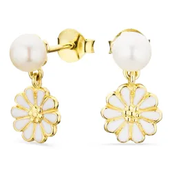 päivänkakkara helmi korvarenkaat  kullattu hopea