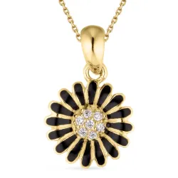 11 mm päivänkakkara zirkoni riipus jossa on ketju kullattua hopeaa - Matilda