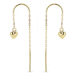 pitkät sydän ketjukorvakorut  8 karaatin kultaa - Gold Collection
