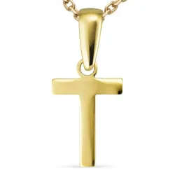 t-kirjain kaulaketju kullattua hopeaa riipus 8 karaatin kultaa - My Letter