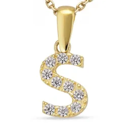 s-kirjain zirkoni kaulaketju kullattua hopeaa riipus 8 karaatin kultaa - My Letter