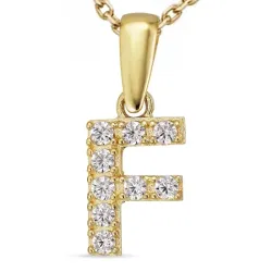 f-kirjain zirkoni kaulaketju kullattua hopeaa riipus 8 karaatin kultaa - My Letter