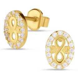ääretön-merkki korvarenkaat 9 karaatin kultaa kanssa zirkoni - Gold Collection