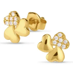 kolmiapila korvarenkaat 9 karaatin kultaa kanssa zirkoni - Gold Collection