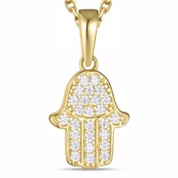 hamsan käsi zirkoni kaulaketju kullattua hopeaa riipus 9 karaatin kultaa - Gold Collection