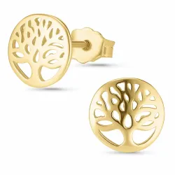 pyöreitä elämänpuu nappikorvakorut 8 karaatin kultaa - Gold Collection