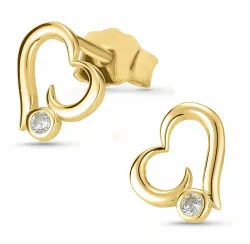 sydän nappikorvakorut 8 karaatin kultaa kanssa zirkoni - Gold Collection