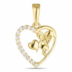 sydän enkeli zirkoni riipus  8 karaatin kultaa - Gold Collection