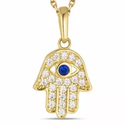 hamsan käsi zirkoni kaulaketju kullattua hopeaa riipus 8 karaatin kultaa - Gold Collection