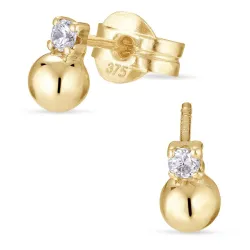 kuula nappikorvakorut 9 karaatin kultaa kanssa zirkoni - Gold Collection