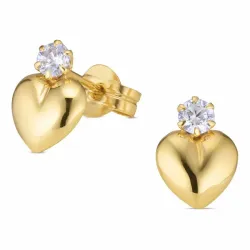 sydän nappikorvakorut 9 karaatin kultaa kanssa zirkoni - Gold Collection