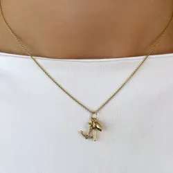 Usko-toivo-rakkaus kaulaketju kullattua hopeaa riipus 9 karaatin kultaa - Amoré