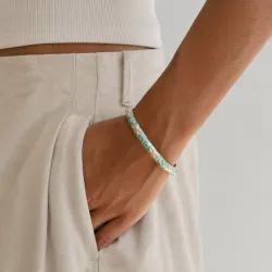 vedenkestävät kukka vaaleansininen bangle kullattu teräs - OCEANA