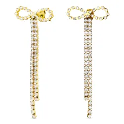 vedenkestävät rusetti zirkoni ketjukorvakorut  kullattu teräs - OCEANA