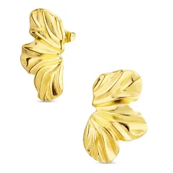 vedenkestävät kukka korvarenkaat  kullattu teräs - OCEANA