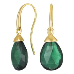 korvarenkaat 9 karaatin kultaa kanssa vihreä kristalli