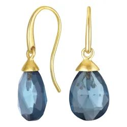 korvarenkaat 9 karaatin kultaa kanssa tummansininen kristalli