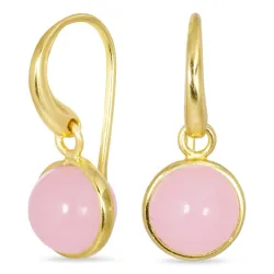 pyöreitä ruusunvärinen kristalli korvarenkaat  kullattu hopea - Loom Stones