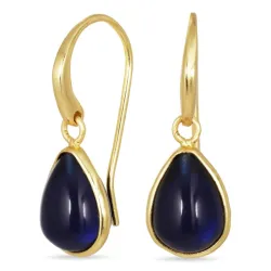 pisara synteettinen sininen safiiri korvarenkaat  kullattu hopea - Loom Stones