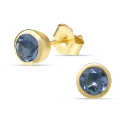 6,5 mm tummansininen kristalli nappikorvakorut  kullattua hopeaa - Loom Stones