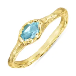 sininen kristalli sormus kullattua hopeaa