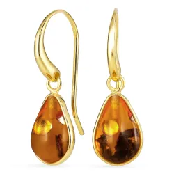 synteettinen meripihka korvarenkaat  kullattu hopea - Loom Stones