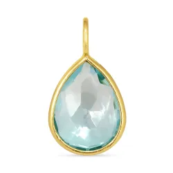 pisara sininen kristalli riipus  kullattua hopeaa - Loom Stones