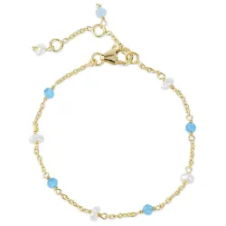 sininen kalsedoni rannekoru kullattua hopeaa - Loom Stones