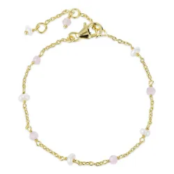 roosanvärinen kvartsi rannekoru kullattua hopeaa  x 4 mm