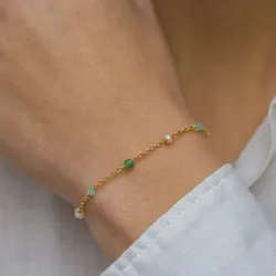 kivi rannekoru kullattua hopeaa  x 4 mm  - Loom Stones