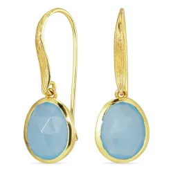 sininen kalcedoni korvarenkaat  kullattu hopea - Loom Stones