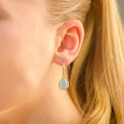 sininen kalcedoni korvarenkaat  kullattu hopea - Loom Stones