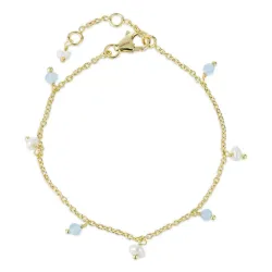 sininen kalcedoni rannekoru kullattua hopeaa  x   - Loom Stones