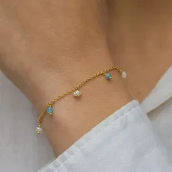 sininen kalcedoni rannekoru kullattua hopeaa  x   - Loom Stones