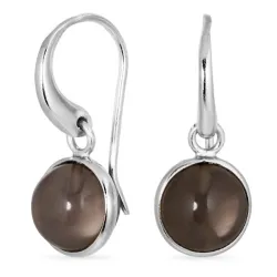 pyöreitä savunvärinen kvartsi korvarenkaat  hopea - Loom Stones
