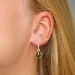 pyöreitä armeijan vihreä kristalli korvarenkaat  hopea - Loom Stones