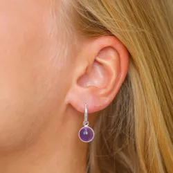 pyöreitä lila kristalli korvarenkaat  hopea - Loom Stones