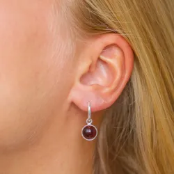 pyöreitä punainen kristalli korvarenkaat  hopea - Loom Stones